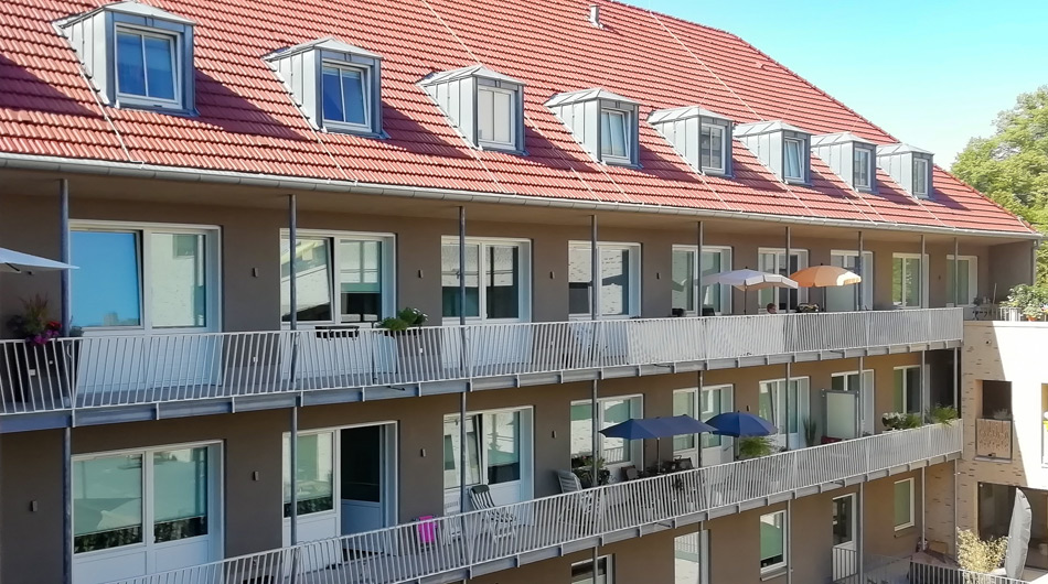 Blick auf die Balkone des Gemeinschaftlichen Wohnen in Sülz.